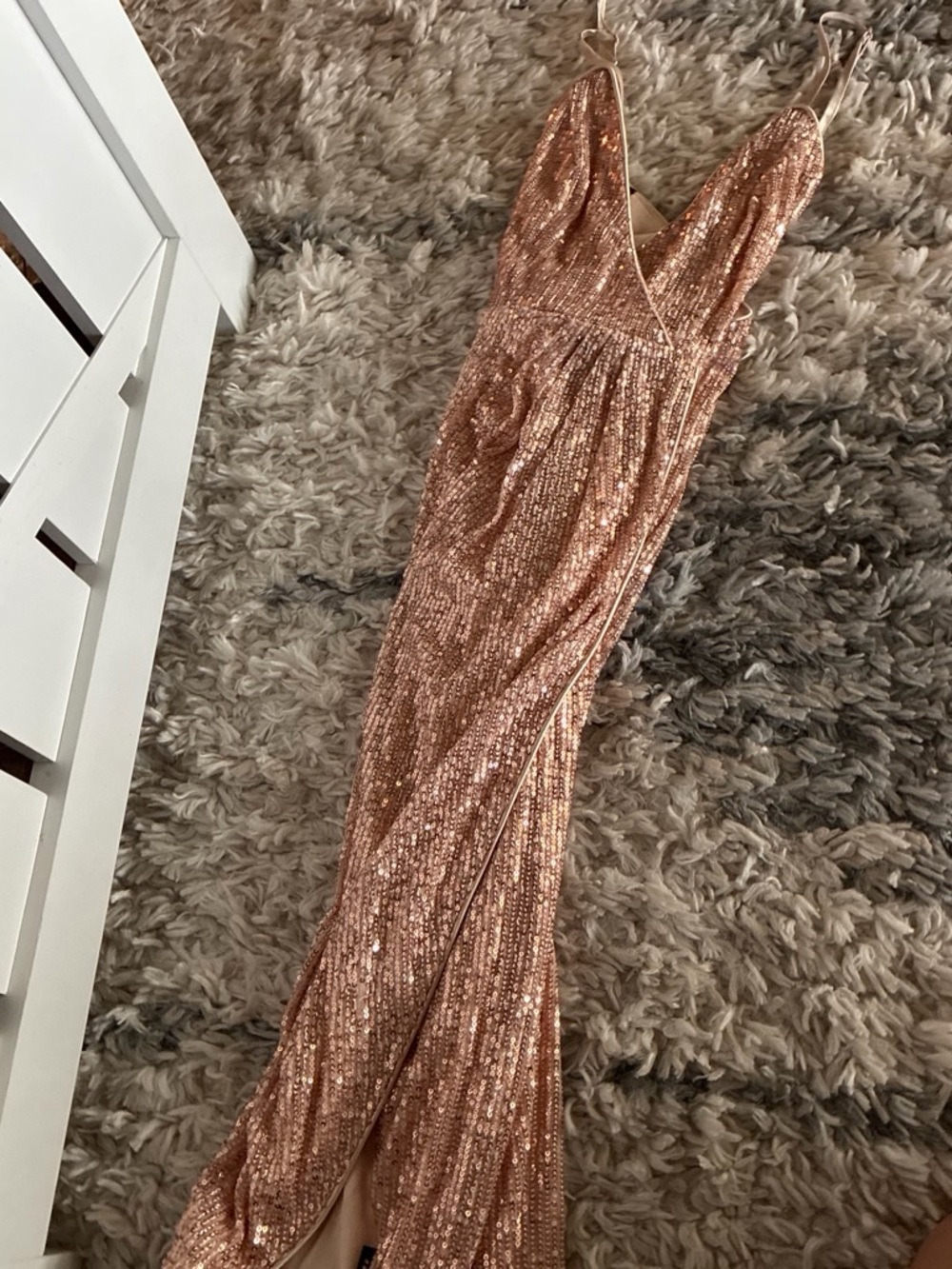 Papaya Rose Gold Sequin Maxi Dress NWT Size Small Formal Party